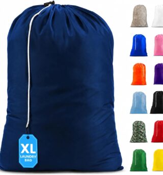 Handy Laundry XL Nylon Laundry Bag 30"x40", 60 lb Capacity, Navy Blue