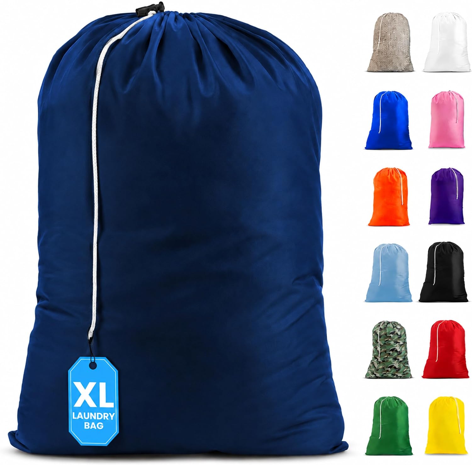 Handy Laundry XL Nylon Laundry Bag 30"x40", 60 lb Capacity, Navy Blue