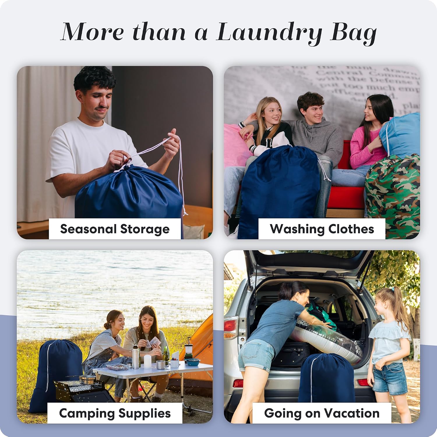 Handy Laundry XL Nylon Laundry Bag 30"x40", 60 lb Capacity, Navy Blue - Image 7