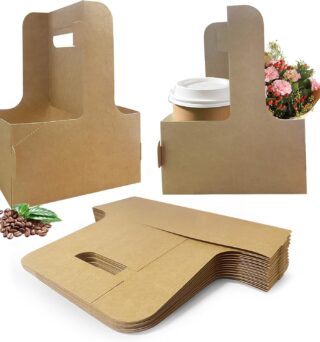 50 Pcs Coffee Drink Carrier with Handle(2 Cups or 4 Cups),Assemblable Drink Holder with Handle,Disposable Cup Holders for Drinks, Great for All Your Drink and Food Delivery,Coffee Carrier